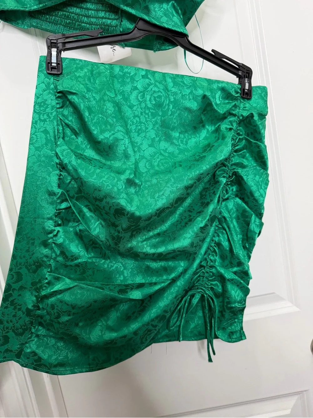 12th Tribe‎ St. Barths Emerald Jacquard Crop Top and mini skirt set Sz Small